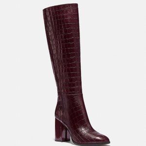 Coach Croc-Embossed "Brigette" Leather Boots